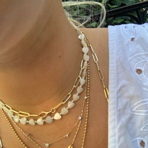 Mother of pearl handmade heart choker necklace